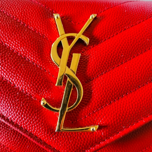 *AUTHENTIC* YSL FLAP WALLET IN RED - Picture 5 of 11
